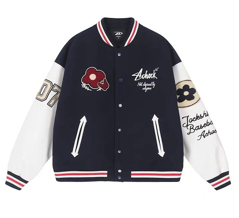 画像5:  Floral embroidered stadium jacketbaseball uniform jumper  blouson ユニセックス 男女兼用フラワー刺繍スタジャンスタジアムジャンパー スタジャン MA-1 ボンバー  (5)