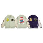 画像7: Unisex Leather sleeve Pop embroidery stadium jacket baseball uniform jumper  blouson ユニセックス 男女兼用レザースリーブポップ刺繍襟付きスタジャンスタジアムジャンパー スタジャン MA-1 ボンバー  (7)