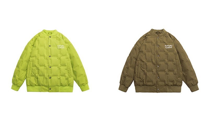 画像7: Unisex Quilted Print Logo Down Baseball Jacket Jumper stadium jacket baseball uniform  blouson ユニセックス 男女兼用ロゴキルティングダウンスタジアムジャンパー スタジャン MA-1 ボンバー  (7)