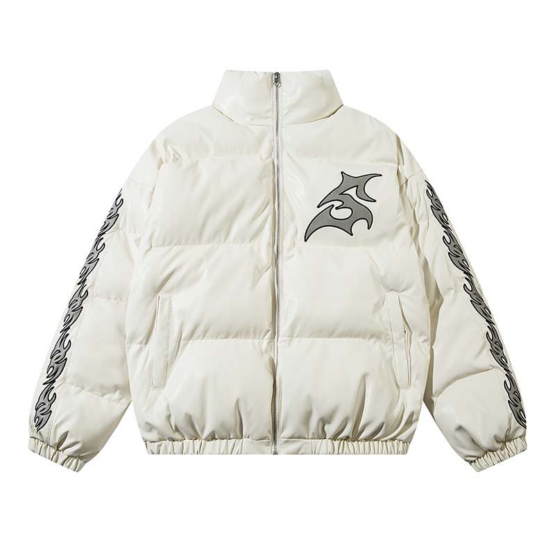 画像4: Street Embroidered Leather Down Jacket　ユニセックス 男女兼用 レザーストリート刺繍レザーダウンジャケットジャンパー スタジャン  (4)