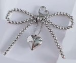 画像2: Sweet Pearl & Silver Ribbon Love Pendant BAG Charm Keychain　スイートパール＆シルバーリボンラブペンダントバックチャームキーホルダー (2)