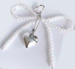 画像3: Sweet Pearl & Silver Ribbon Love Pendant BAG Charm Keychain　スイートパール＆シルバーリボンラブペンダントバックチャームキーホルダー (3)