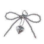 画像1: Sweet Pearl & Silver Ribbon Love Pendant BAG Charm Keychain　スイートパール＆シルバーリボンラブペンダントバックチャームキーホルダー (1)