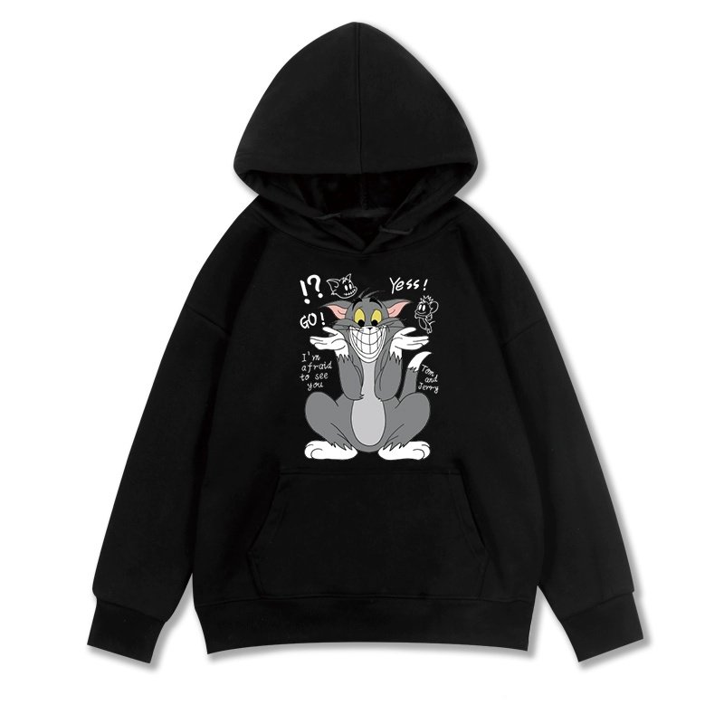 画像14: Unisex Angry Tom & Jerry Parker round neck hooded sweater ユニセックス男女兼用  トム と ジェリープリント フーディー パーカー スウェット トレーナー (14)