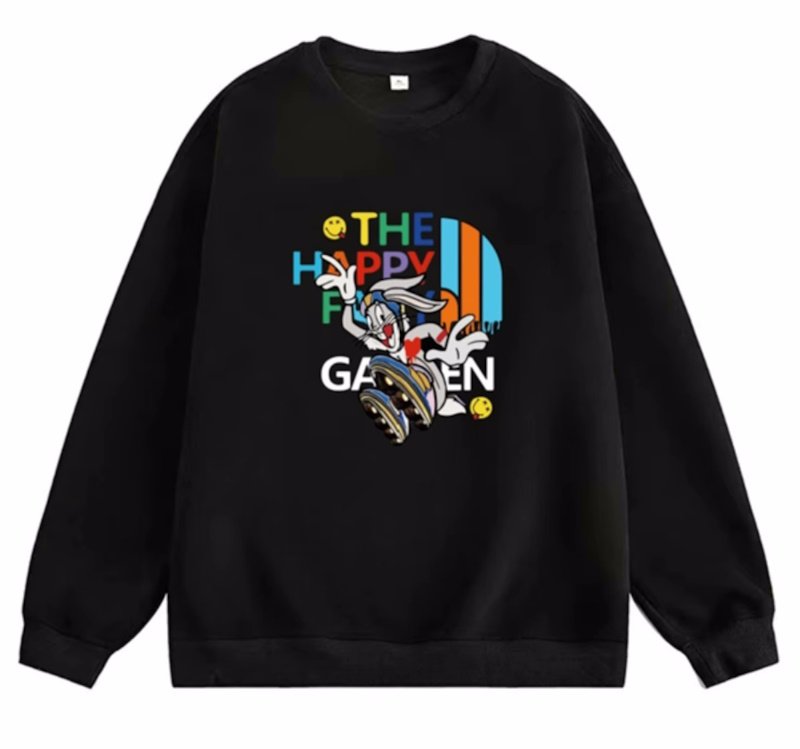 画像2: Unisex Happy Bugs Bunny Printround neck hooded sweater ユニセックス男女兼用 ハッピーバッグズバニー プリント  パーカー スウェット トレーナー (2)