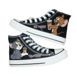 画像1: Women's  high cut lace-up Tom and Jerry Sneakers shoes ユニセックス 男女兼用 キャンバス ハイカット レースアップ ハイトップ トム と ジェリー スニーカー (1)