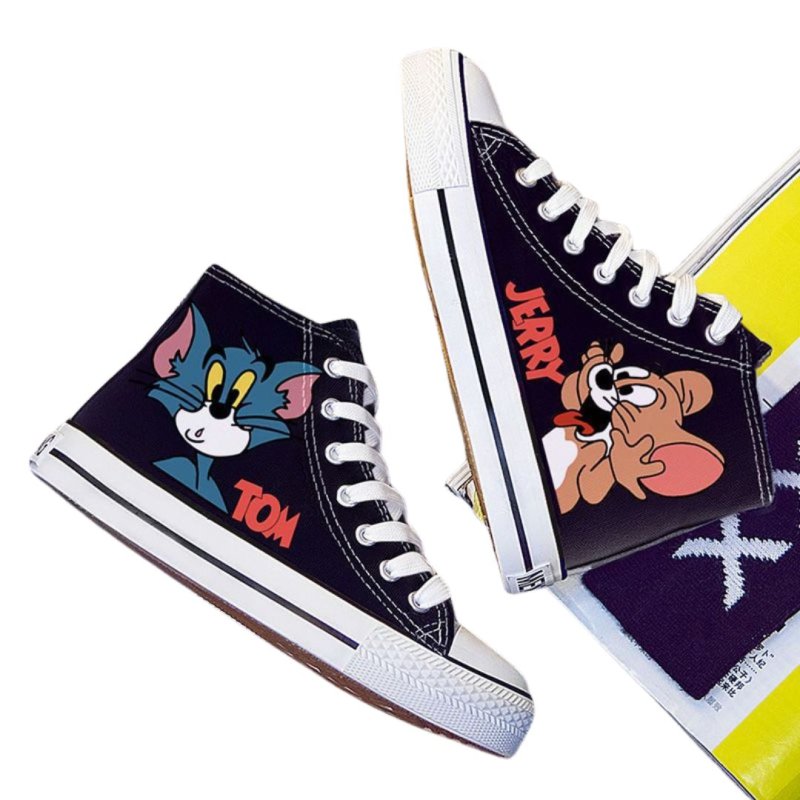 画像3: Women's  high cut lace-up Tom and Jerry Sneakers shoes ユニセックス 男女兼用 キャンバス ハイカット レースアップ ハイトップ トム と ジェリー スニーカー (3)