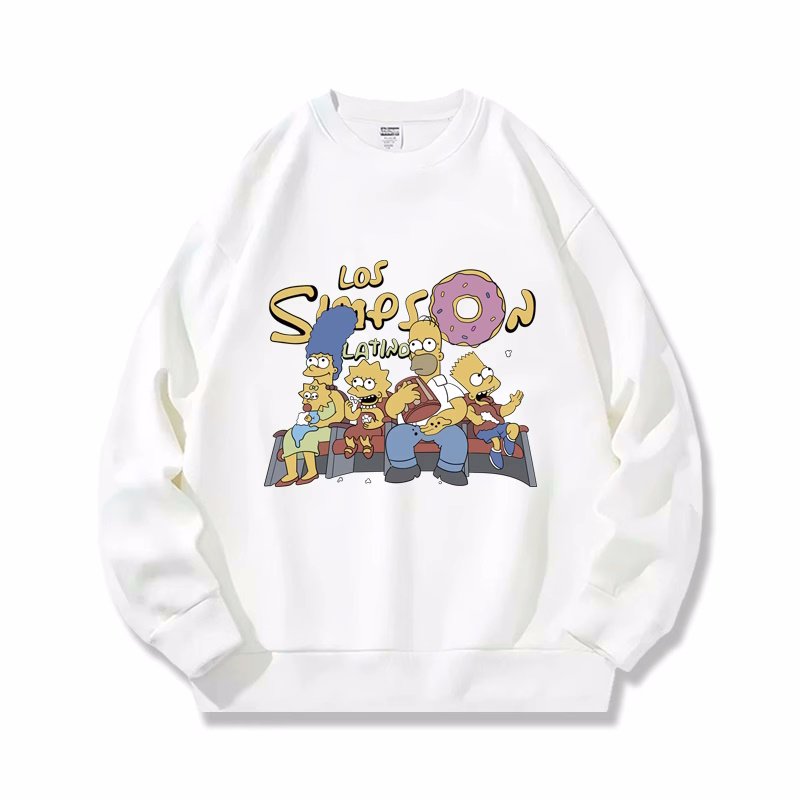 画像4: Unisex Simpson Family x Donut Print Sweat Pullover 　男女兼用 ラウンドネック  シンプソンズ ファミリー×ドーナッツ プリント スウェット トレーナー プルオーバー男女兼用 ラウンドネック シンプソン シンプソンズ ファミリー ボックスロゴプリント スウェット トレーナー プルオーバー (4)