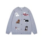 画像6: Unisex Puppy and letter jacquard cardigan sweater　ユニセックス男女兼用 パピー子犬＆レター文字カーディガンセーターセーターニット (6)