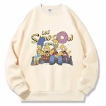 画像1: Unisex Simpson Family x Donut Print Sweat Pullover 　男女兼用 ラウンドネック  シンプソンズ ファミリー×ドーナッツ プリント スウェット トレーナー プルオーバー男女兼用 ラウンドネック シンプソン シンプソンズ ファミリー ボックスロゴプリント スウェット トレーナー プルオーバー (1)