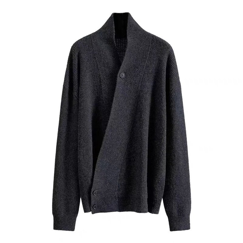 画像2: Unisex Simple deformed plain knit sweater cardigan ユニセックス男女兼用 シンプル 変形無地ニット セーターカーディガンニット (2)