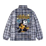 画像3: Felix the Cat embroidered check down jacket coat blouson ユニセックス 男女兼用 フィリックス・ザ・キャット刺繍 チェックダウンジャケット コートジャケット ボンバー ブルゾン (3)