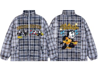 Unisex Felix the Cat check pattern down jacket ユニセックス