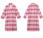 画像2: Pink check tailored collar long coat　ピンクチェック柄 テーラーカラーロングコート (2)