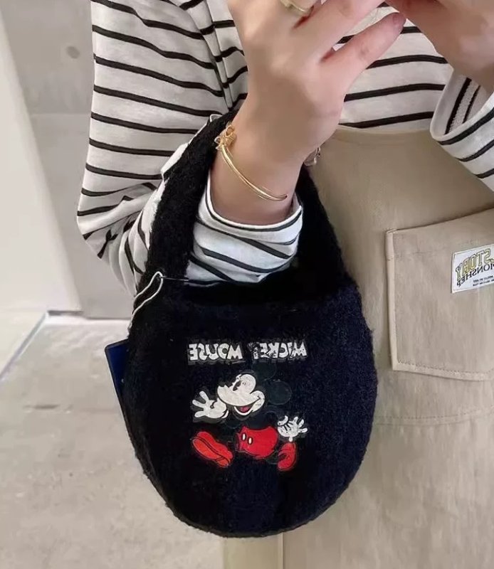 画像13: Mickey Mouse Print Wool Handheld Shoulder Crossbody Tote Bag handbag　ミッキーマウスプリントウールハンドヘルドショルダークロスボディトートバッグ (13)