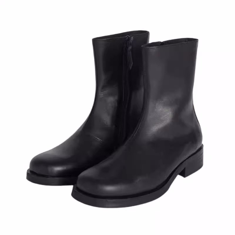 画像2: Unisex High-top Chelsea minimalist Martin leather boots  男女兼用ユニセックスハイトップチェルシーミニマリストマーティンレザーブーツ  (2)