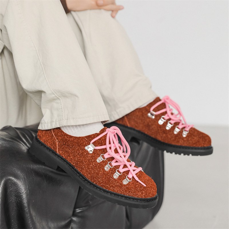 画像7: Lace-up round toe British trekking shoe style sneakers Sneakers shoes  ユニセックス男女兼用  レースアップ ラウンドトゥ スニーカー スリッポン トレッキングシューズ (7)