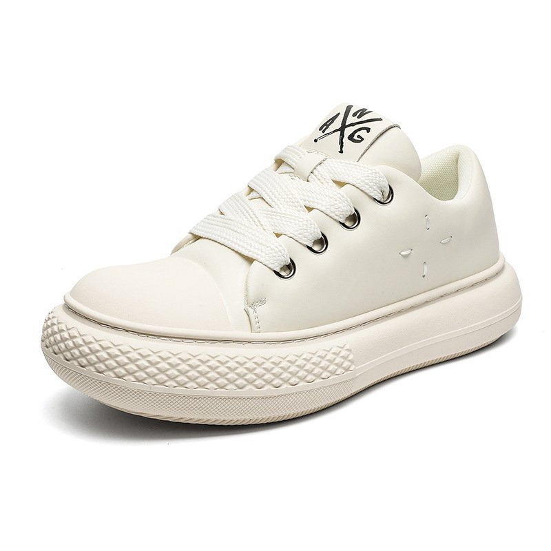画像2: Wide Toe Platform Lace-Up Sneakers shoes  ユニセックス男女兼用  厚底プラットフォームワイドトウレザーレースアップ  スニーカー スリッポン  (2)
