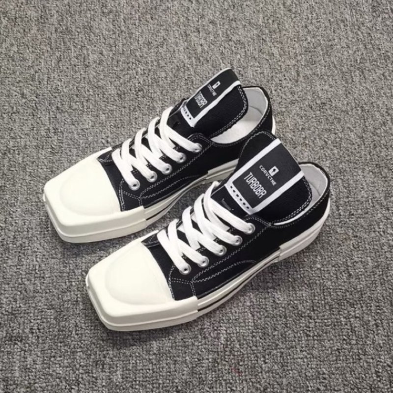 画像4: Square toe low top lace-up canvas sneakers shoes  ユニセックス男女兼用  厚底プラットフォーム　スクエアトゥロートップレースアップキャンバス (4)