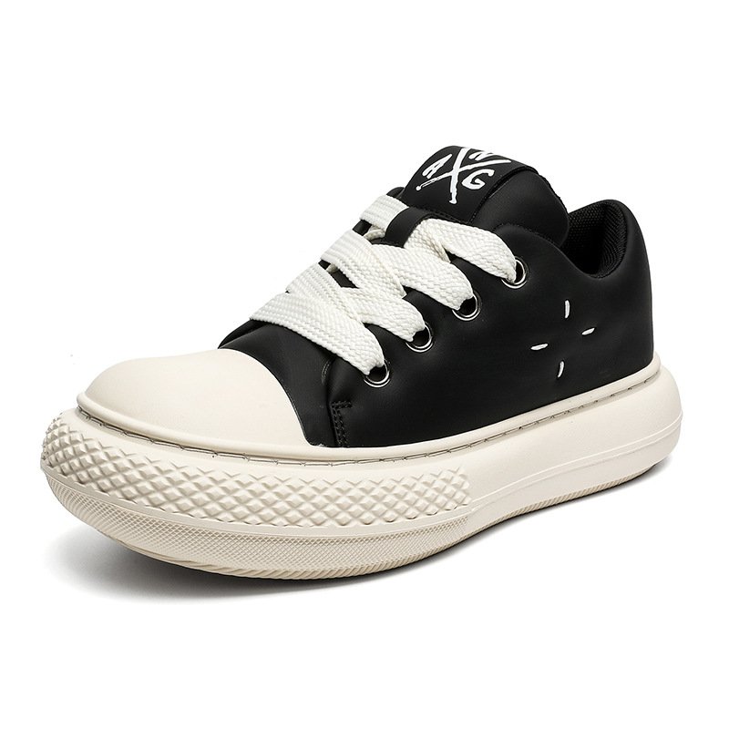 画像3: Wide Toe Platform Lace-Up Sneakers shoes  ユニセックス男女兼用  厚底プラットフォームワイドトウレザーレースアップ  スニーカー スリッポン  (3)
