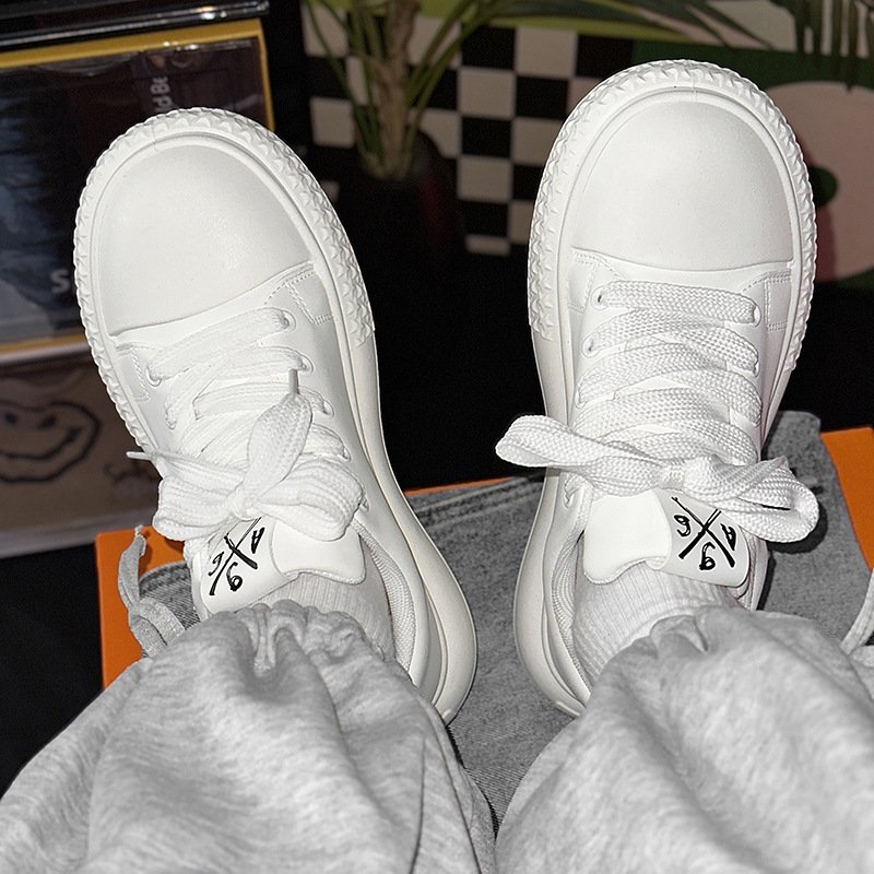 画像8: Wide Toe Platform Lace-Up Sneakers shoes  ユニセックス男女兼用  厚底プラットフォームワイドトウレザーレースアップ  スニーカー スリッポン  (8)