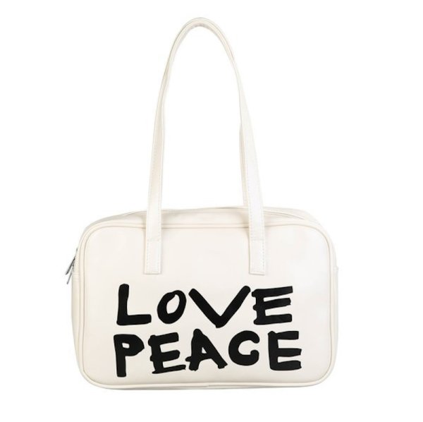 画像1: LOVE PEACE Paint Square Bag shoulder tote bag　男女兼用ユニセックスLOVE PEACE ペイントスクエアバッグショルダートートバッグ (1)