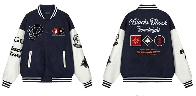 画像3: Colorful embroidered sleeve leather splicing stadium jacket baseball uniform blouson  ユニセックス 男女兼用 カラフル刺繍スタジアムジャンパー  スタジャン MA-1 ボンバー ジャケット ブルゾン (3)