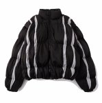 画像4: Pleated stripe squeezed down jacket coat acket blouson　 ユニセックス 男女兼用プリーツ絞りダウンジャケットコート (4)