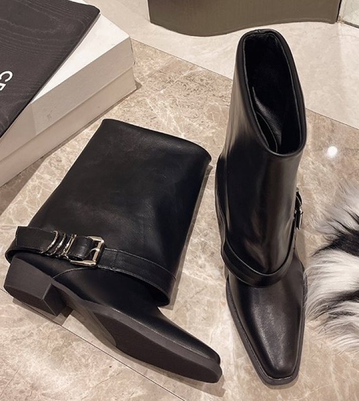 画像5: Belt Buckle Split Short Leather Bootswedge boots  ベルトバックルスプリットショートレザーブーツ (5)