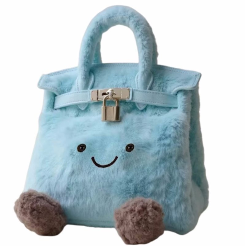 画像1: BK Smile Fur Tote Bag BK スマイル ぬいぐるみ ファーモコモコトート バッグ (1)