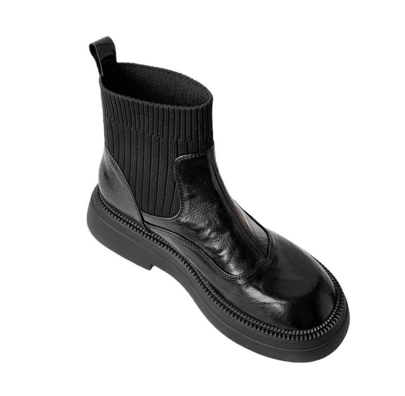 画像2: French mid-calf sock boots short boots  フレンチミッドカーフソックスブーツショートブーツ (2)