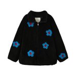 画像3: Floral jacquard zipper high collar polar fleece jacket 　フローラルジャカードジッパーハイカラーポーラーフリースジャケットコート (3)