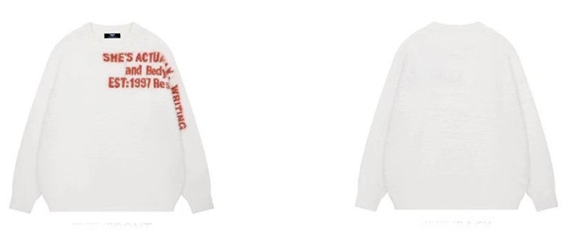 画像6: Mohair brushed soft wax distressed letter sweater pullover 男女兼用ユニセック  モヘアブラシソフトワックスダメージ付きレターセーター プルオーバーニット (6)