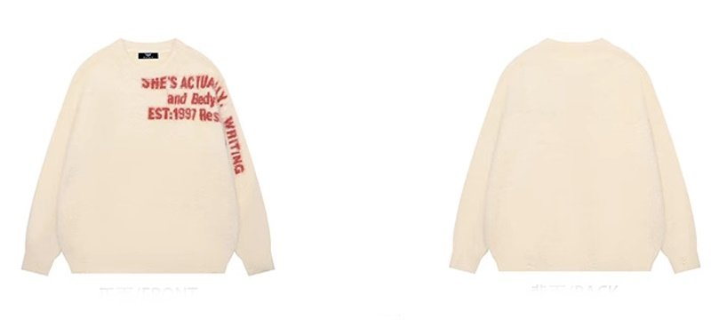 画像5: Mohair brushed soft wax distressed letter sweater pullover 男女兼用ユニセック  モヘアブラシソフトワックスダメージ付きレターセーター プルオーバーニット (5)