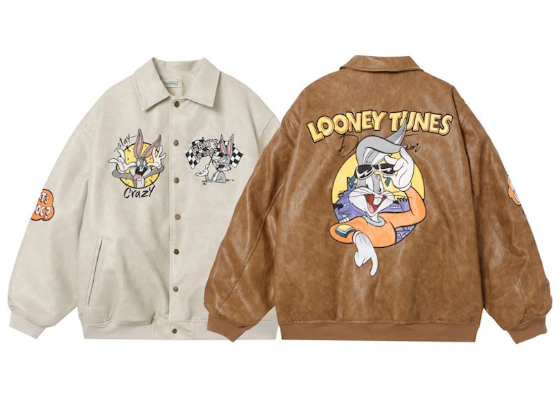 Trump print leather stadium jumper jacket baseball uniform