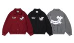 画像8: Dog embroidered wool stadium jumper jacket baseball uniform blouson  ユニセックス 男女兼用 レター&ドッグ刺繍スタジアムジャンパー  スタジャン MA-1 ボンバー ジャケット ブルゾン (8)