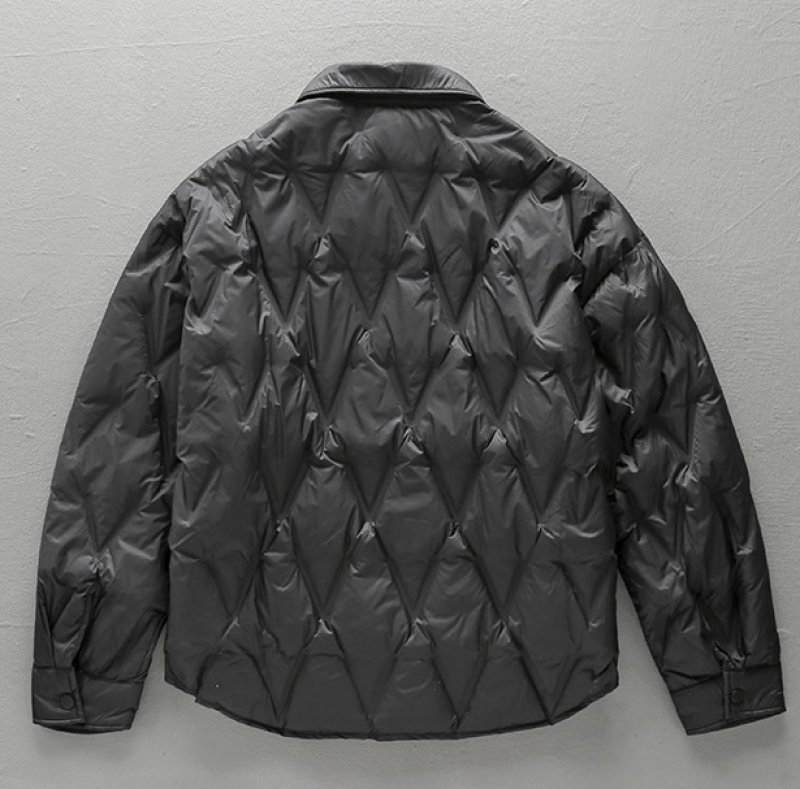 画像3: Unisex Quilted shirt style lapel light down jacket ユニセックス 男女兼用 キルティングシャツスタイルラペルライトダウンジャケット ブルゾン (3)