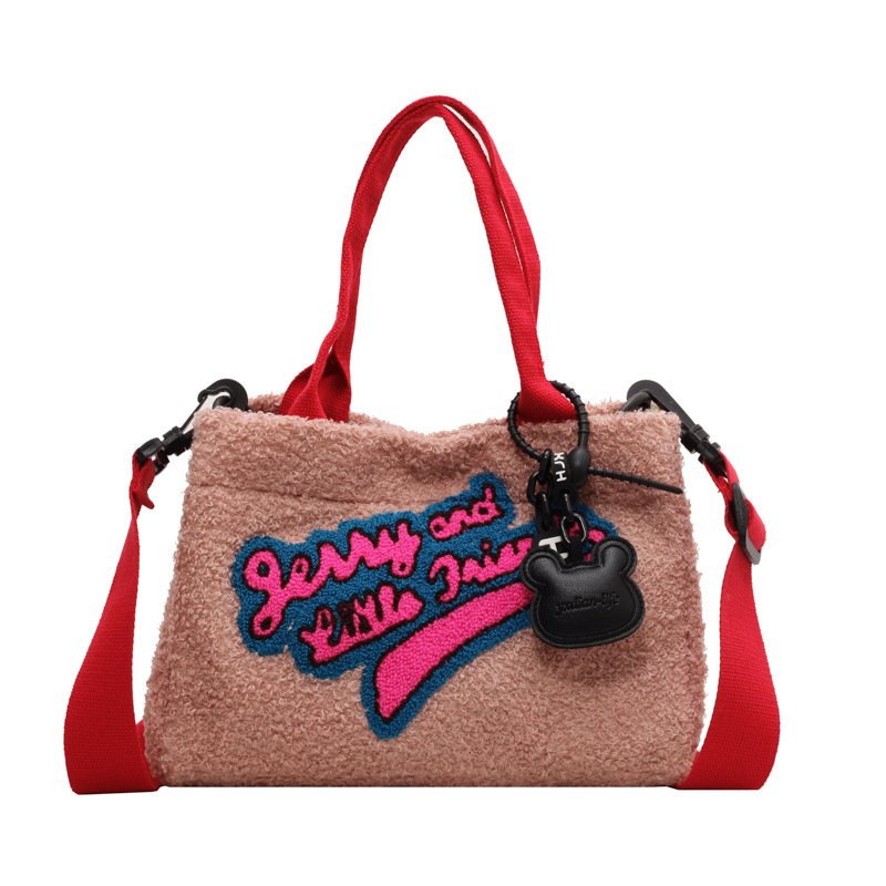 画像3: Letter contrast color fur tote shoulder crossbody bag レターコントラストカラーファートートショルダークロスボディーバッグ (3)