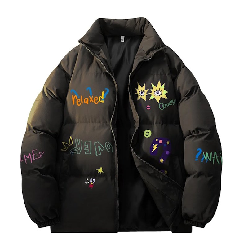 画像2: Unisex comic print down jacket ユニセックス 男女兼用 コミックプリントダウンジャケット  ブルゾン (2)