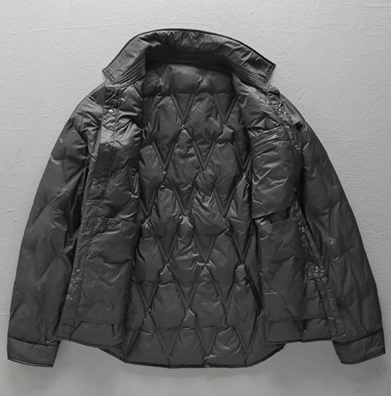 画像2: Unisex Quilted shirt style lapel light down jacket ユニセックス 男女兼用 キルティングシャツスタイルラペルライトダウンジャケット ブルゾン (2)