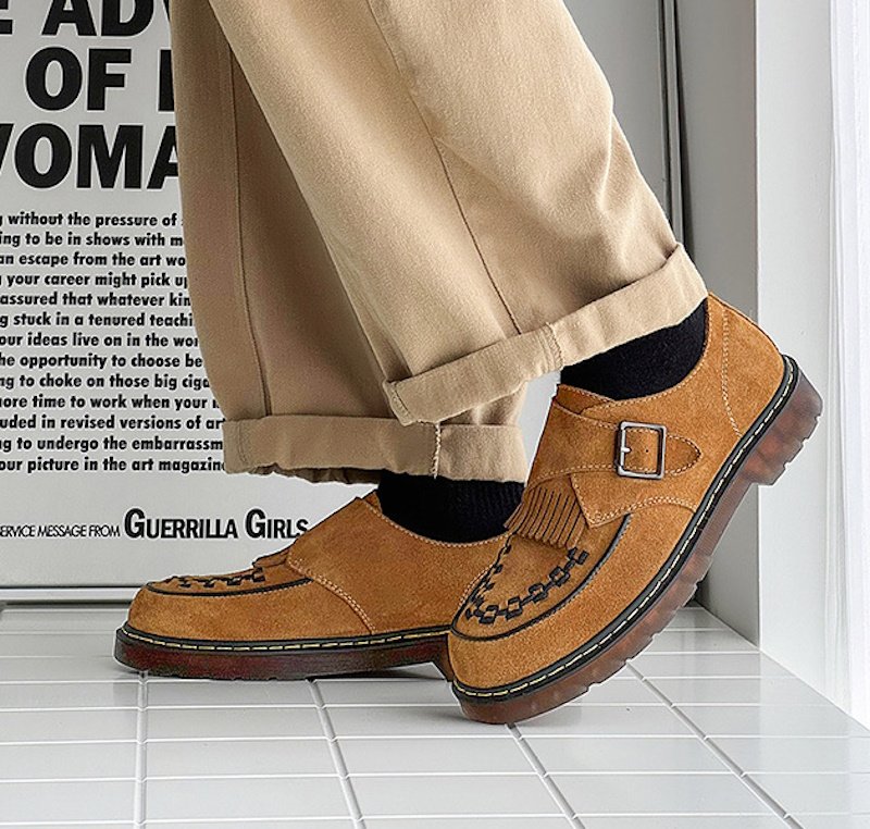 画像9: Tassel Buckle Platform Leather Loafers レザー メンズ 男女兼用 タッセルバックルプラットフォーム厚底レザーローファー シューズスリッポン (9)