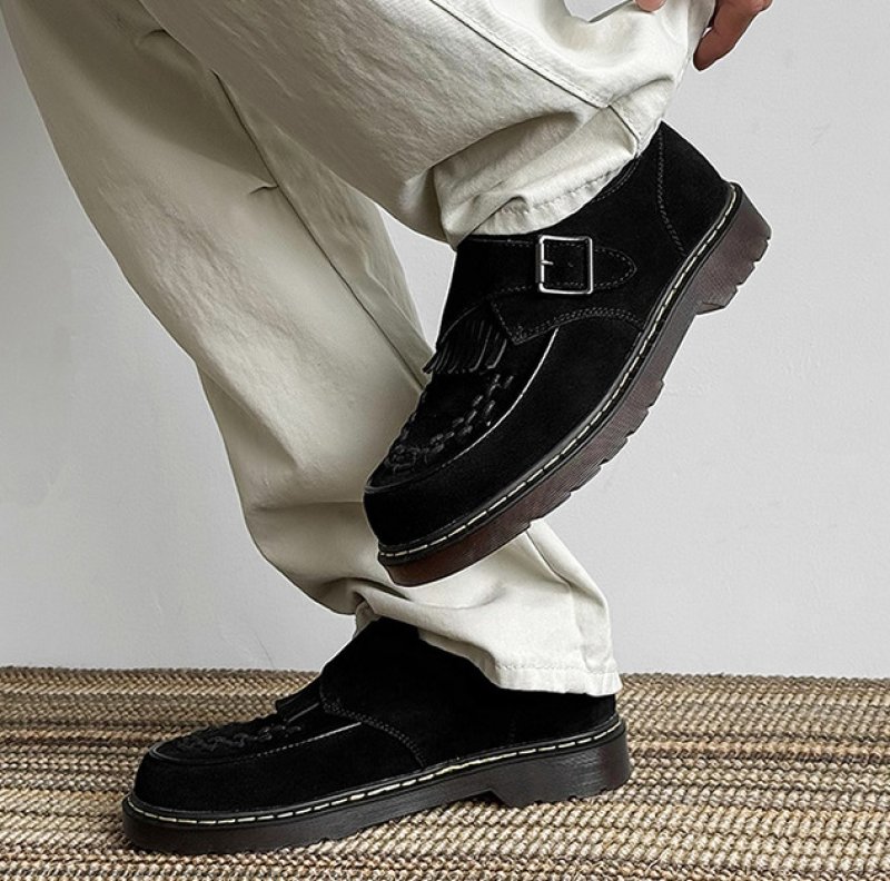 画像7: Tassel Buckle Platform Leather Loafers レザー メンズ 男女兼用 タッセルバックルプラットフォーム厚底レザーローファー シューズスリッポン (7)