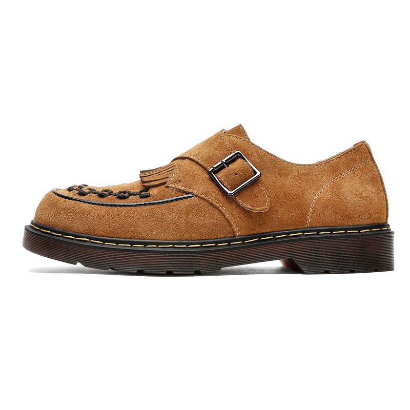 画像2: Tassel Buckle Platform Leather Loafers レザー メンズ 男女兼用 タッセルバックルプラットフォーム厚底レザーローファー シューズスリッポン (2)