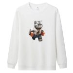 画像1:  Unisex Work cat print round neck sweatshirt ユニセックス男女兼用 ワークキャット プリント スウェット トレーナー (1)
