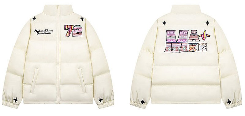 画像2: 72 logo colorful emblem down jacket coat blouson  ユニセックス 男女兼用72ロゴカラフルエンブレム ダウンジャケットコート  MA-1 ボンバー  ブルゾン (2)