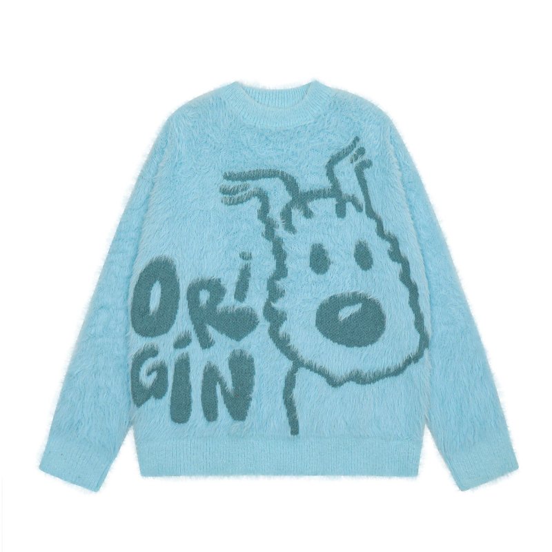 画像2: TIN TIN snowy braided pullover round neck sweater  タンタン スノーウィ ラウンド モヘア風 ラウンドネック セーター  プルオーバー (2)