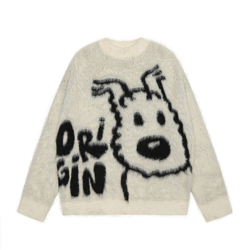 画像4: TIN TIN snowy braided pullover round neck sweater  タンタン スノーウィ ラウンド モヘア風 ラウンドネック セーター  プルオーバー (4)
