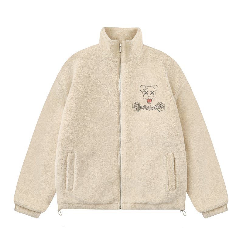 画像3: Kaws eco fur zip-up stand collar jacket  blouson  ユニセックス 男女兼用 刺繍カウズエコファージップアップスタンドカラージャケットブルゾン (3)