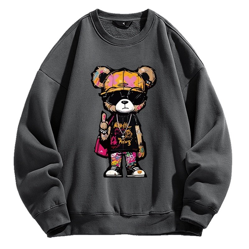 画像6: Graffiti Bear x Kaws Round Neck Sweatshirt　ユニセックス 男女兼用 落書きベア×カウズkaws プリント プルオーバウェット トレーナー (6)