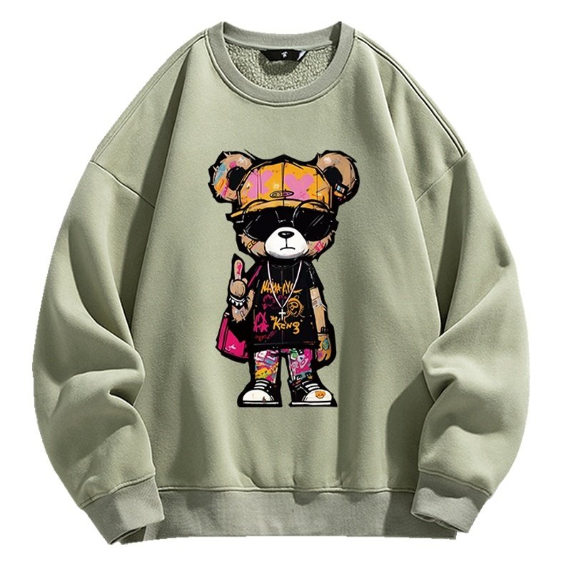 画像8: Graffiti Bear x Kaws Round Neck Sweatshirt　ユニセックス 男女兼用 落書きベア×カウズkaws プリント プルオーバウェット トレーナー (8)